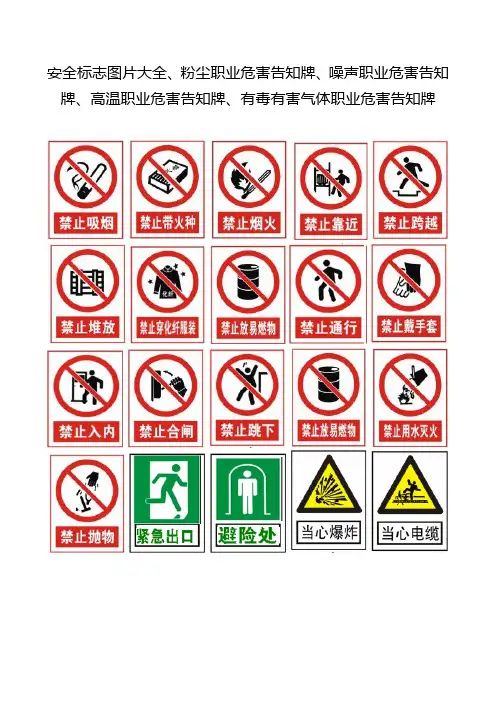 安全标志图片大全、粉尘职业危害告知牌、噪声职业危害告知牌、高温职业危害告知牌、有毒有害气体危害告知牌