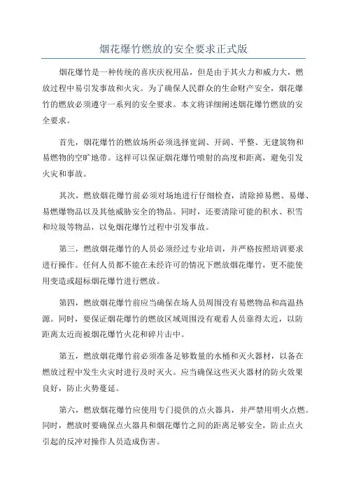 烟花爆竹燃放的安全要求正式版