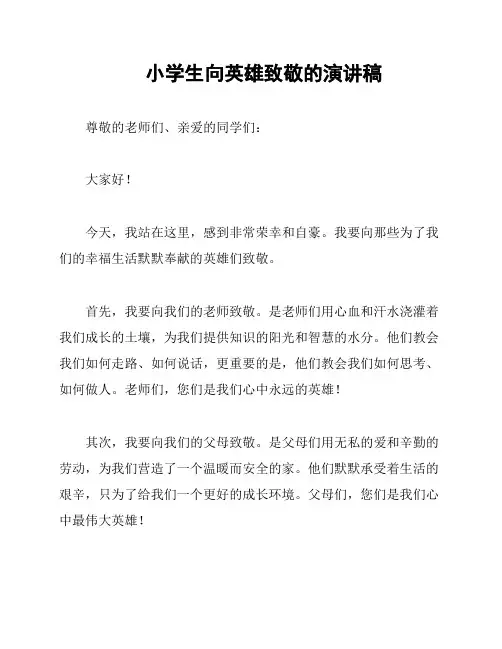 小学生向英雄致敬的演讲稿