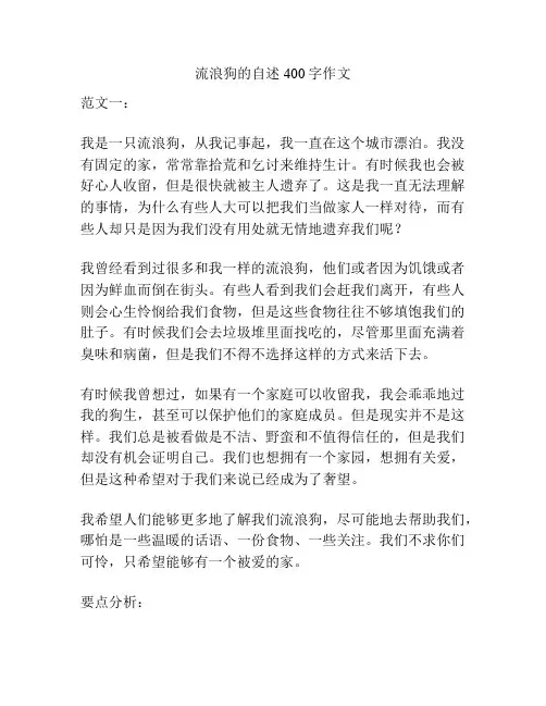 流浪狗的自述400字作文