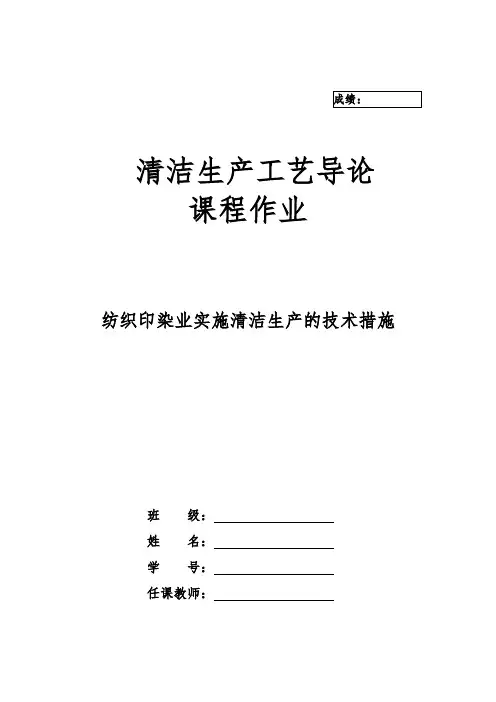 清洁生产论文成稿