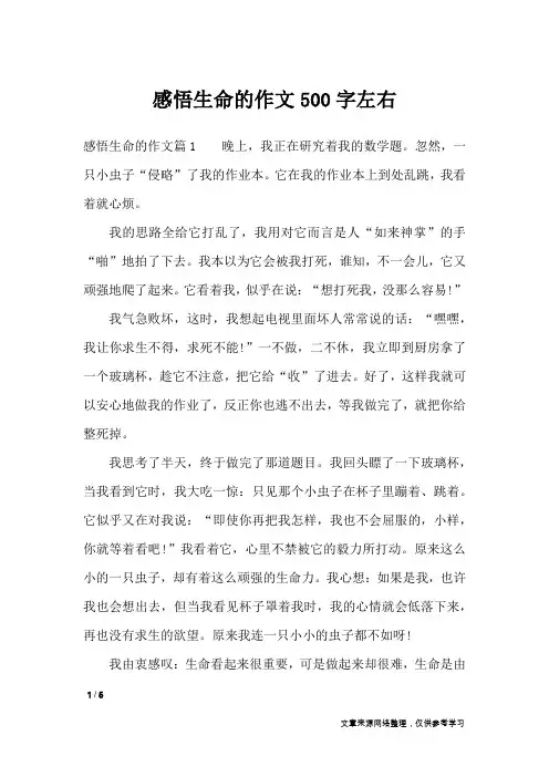 感悟生命的作文500字左右_作文专题
