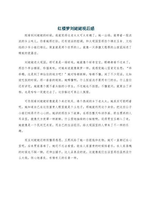 红楼梦刘姥姥观后感