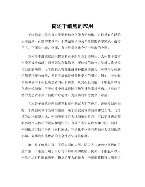简述干细胞的应用