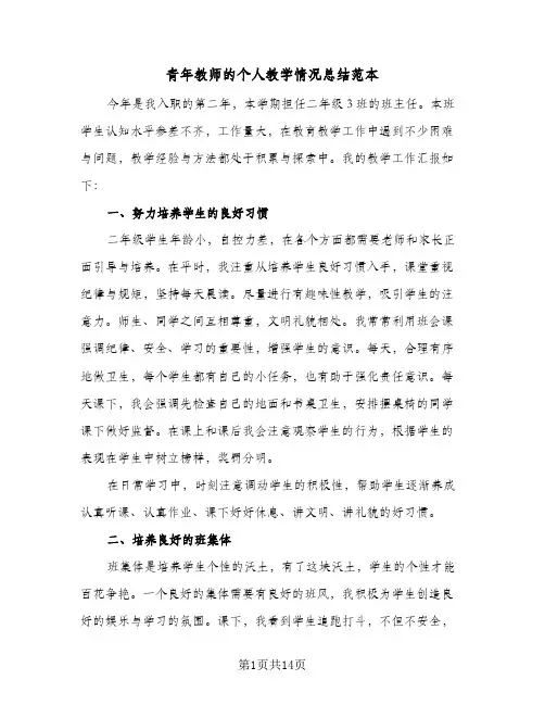 青年教师的个人教学情况总结范本(五篇)