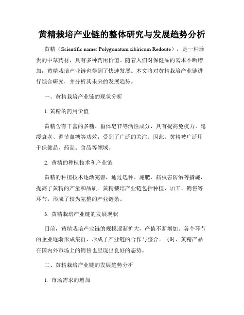 黄精栽培产业链的整体研究与发展趋势分析
