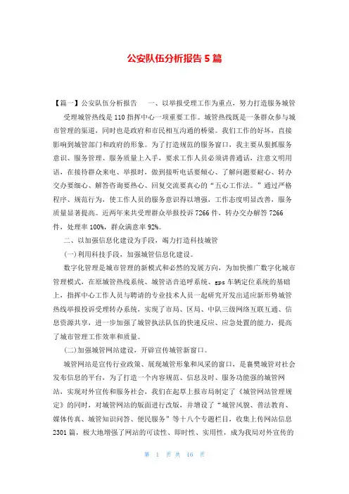 公安队伍分析报告5篇