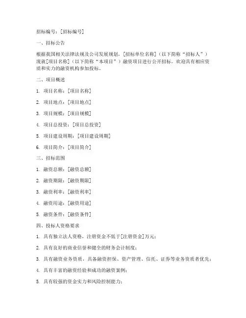 融资招标文件