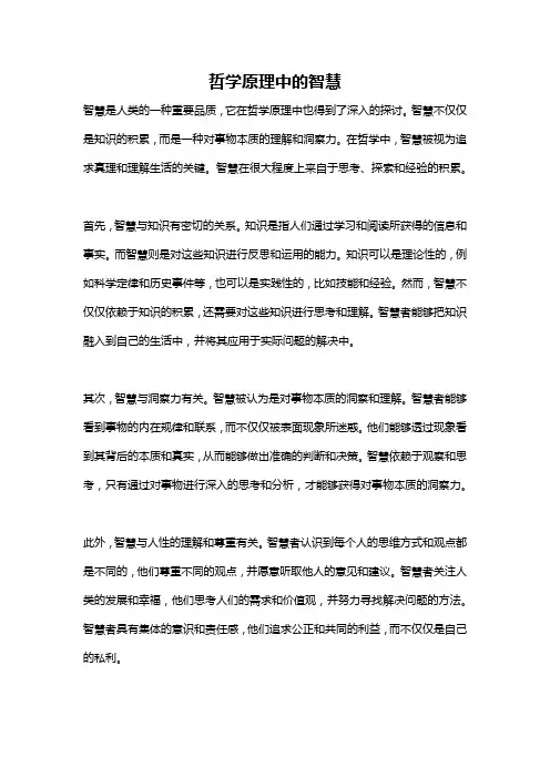哲学原理中的智慧