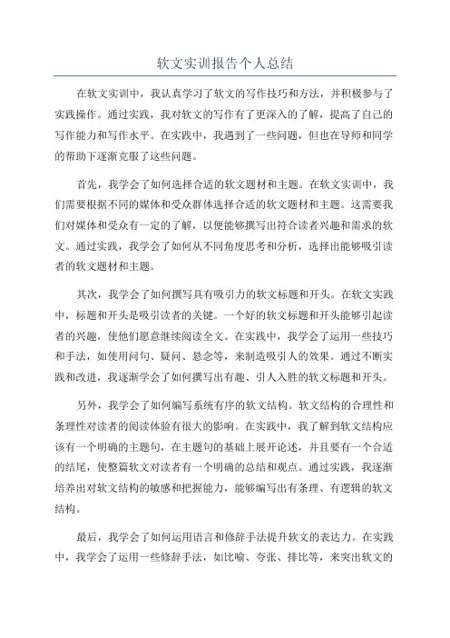 软文实训报告个人总结