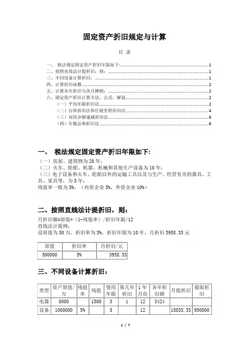 固定资产折旧规定与计算