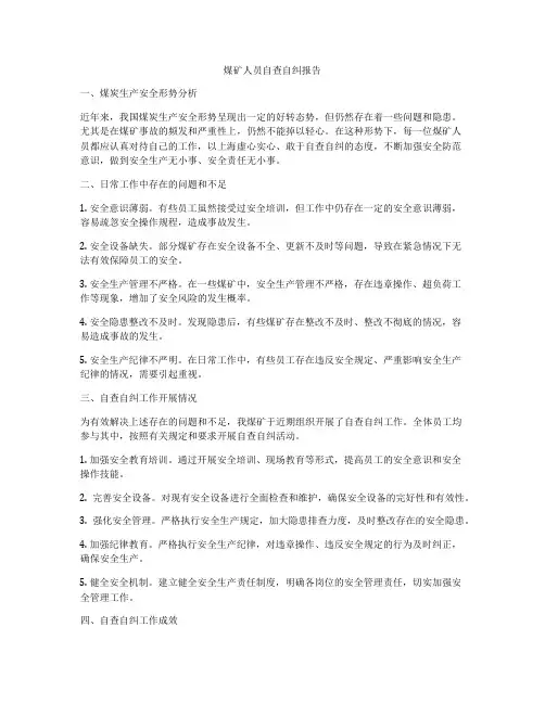 煤矿人员自查自纠报告