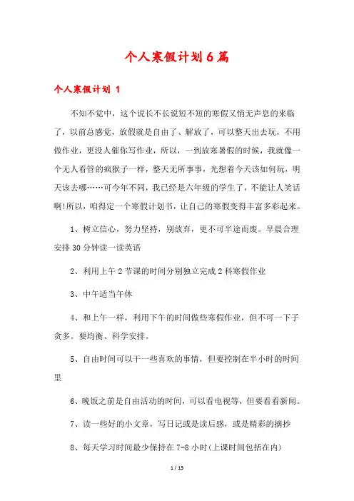 个人寒假计划6篇