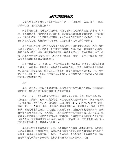 足球欣赏结课论文