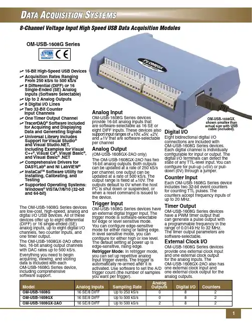OM-USB-1608GX 8-Channel 高速 USB 数据采集模块说明书