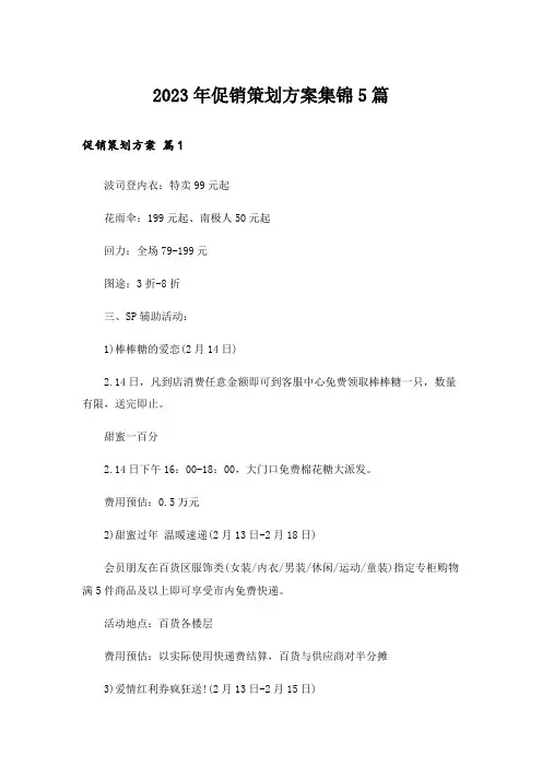 2023年促销策划方案集锦5篇