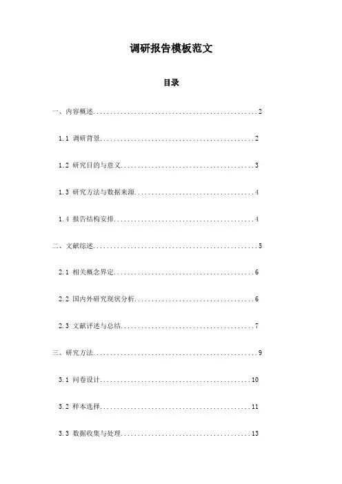 调研报告模板范文