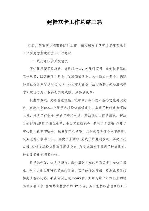 建档立卡工作总结三篇