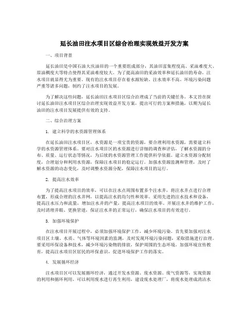 延长油田注水项目区综合治理实现效益开发方案