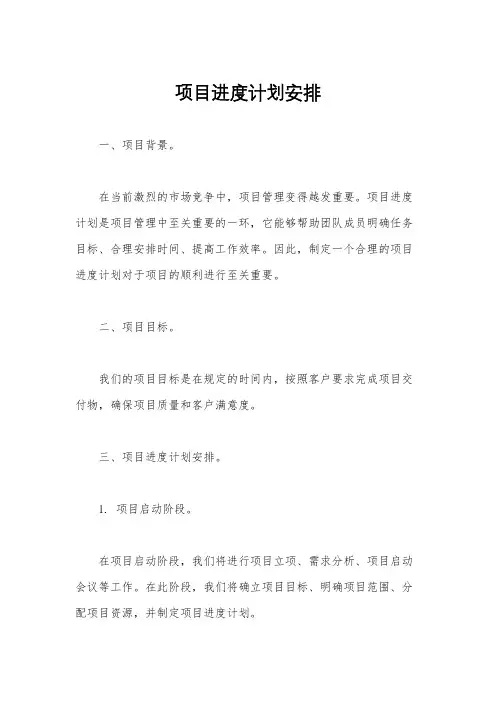 项目进度计划安排