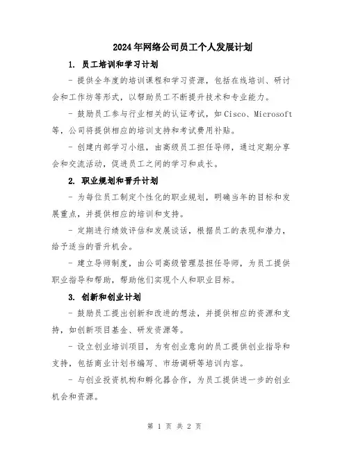 2024年网络公司员工个人发展计划