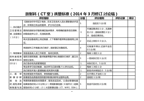 放射科(含CT室)质量标准