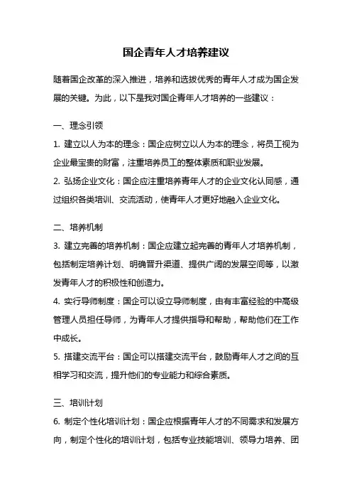 国企青年人才培养建议