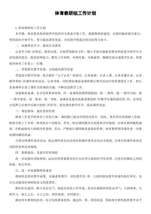 体育教研组工作计划