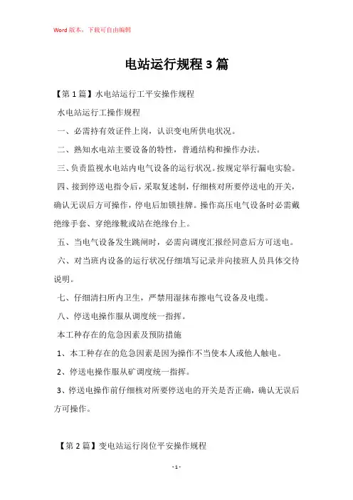 电站运行规程3篇