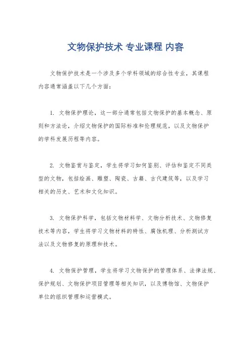 文物保护技术 专业课程 内容