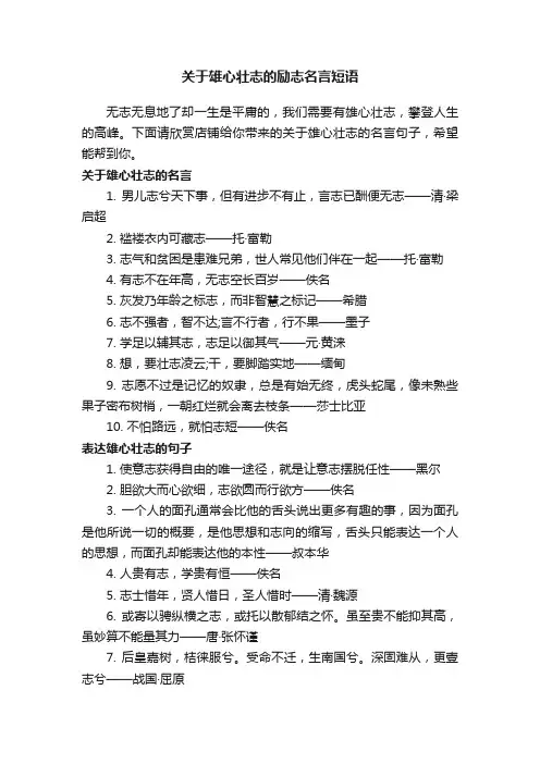 关于雄心壮志的励志名言短语
