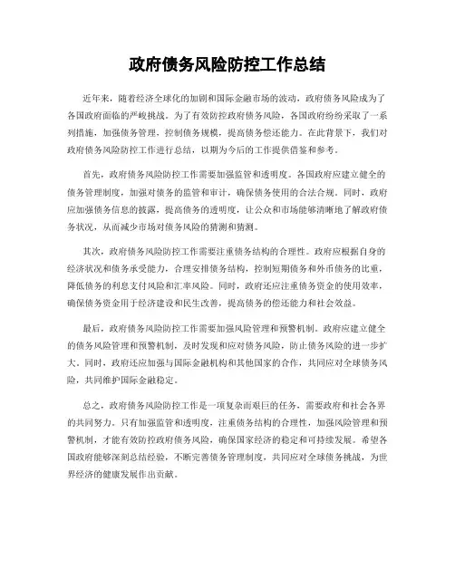 政府债务风险防控工作总结