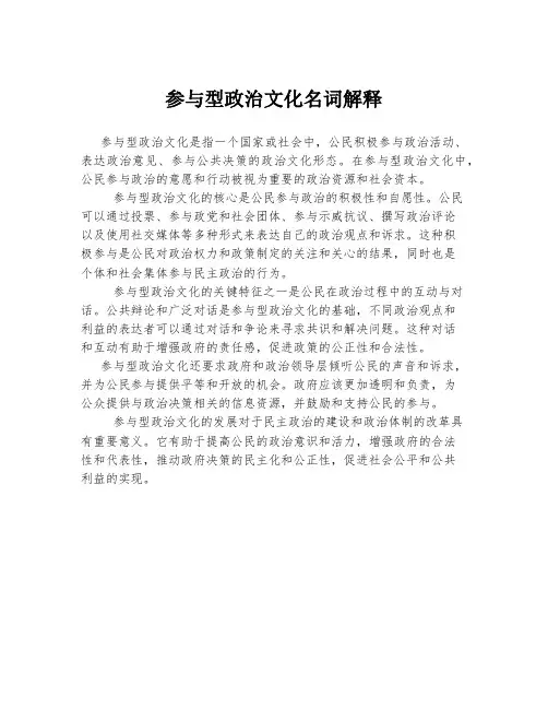 参与型政治文化名词解释