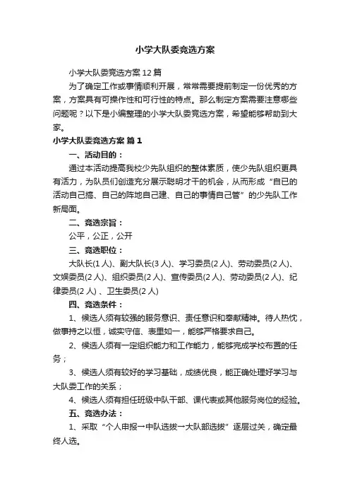 小学大队委竞选方案12篇
