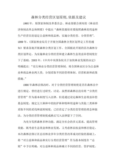 森林分类经营区划原则,依据及建议