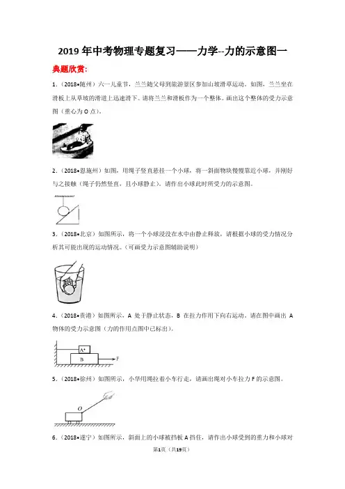 2019年中考物理专题复习——力学--力的示意图一(含答案解析)