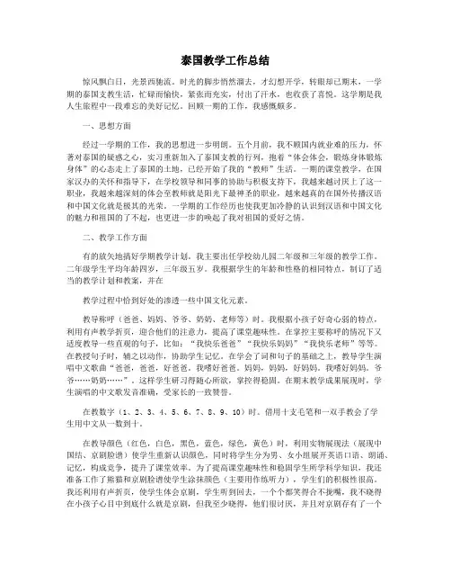 泰国教学工作总结