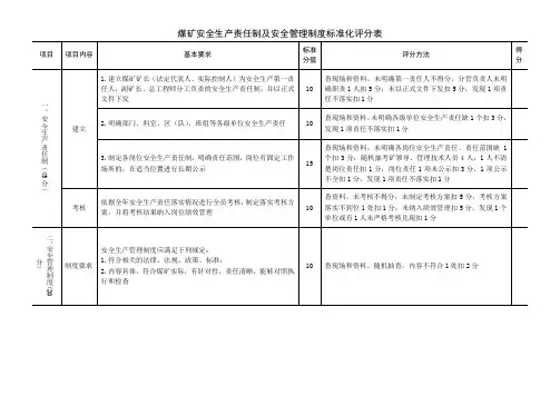 安全承诺(2020新版安全生产标准化评分表)