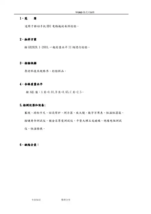 电路板检验标准