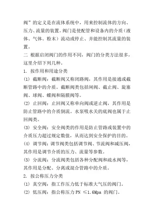 阀门术语