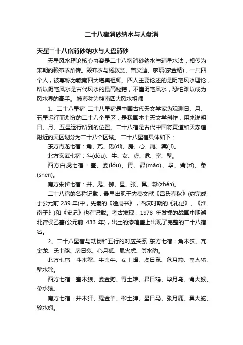 二十八宿消砂纳水与人盘消