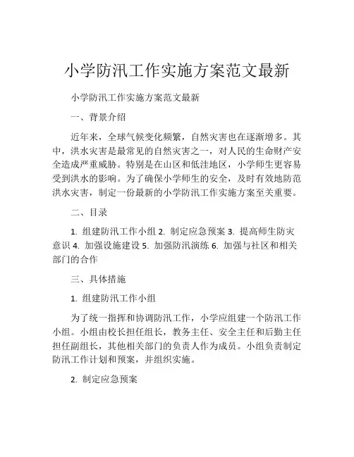 小学防汛工作实施方案范文最新