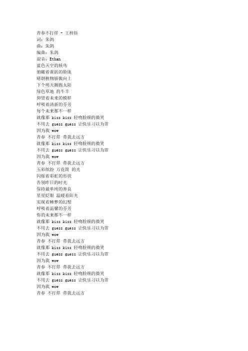 歌词-王梓钰 - 青春不打烊