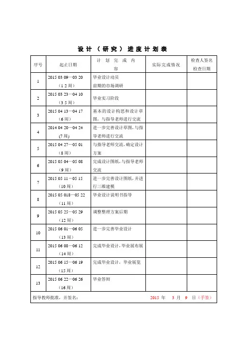 毕业设计进度表