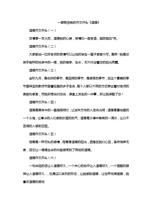 一眼就惊艳的作文开头《温暖》
