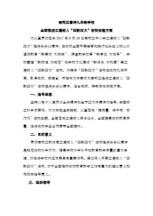 ”四新四大“方案