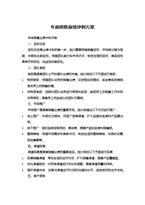 年底销售业绩冲刺方案 