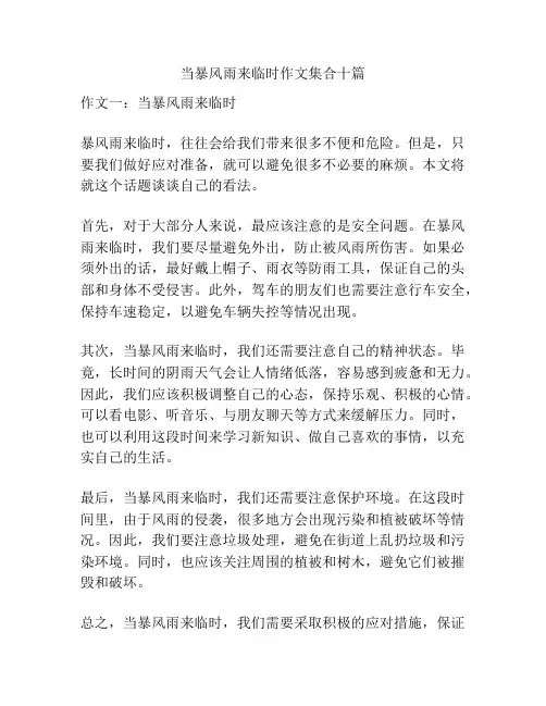 当暴风雨来临时作文集合十篇