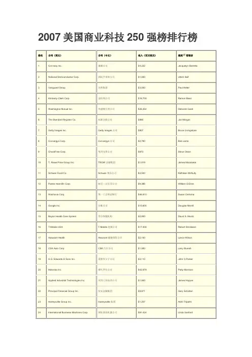 2007美国商业科技250强榜排行榜