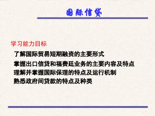 国际金融(第二版)课件：国际信贷